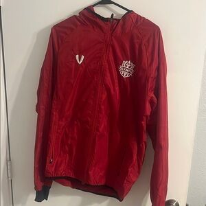Red Hooded Jacket with Logo